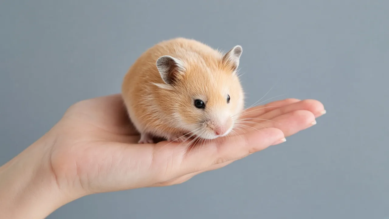 A calm hamster resting in a cupped hand, showing how to tame a new hamster without getting bitten